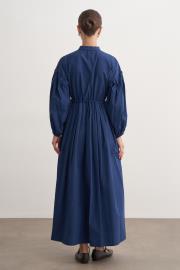 pile detaylı basic elbise lacivert 4