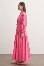 pile detaylı basic elbise pembe 2