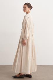 pile detaylı basic elbise bej 2