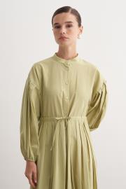 pile detaylı basic elbise yeşil 4