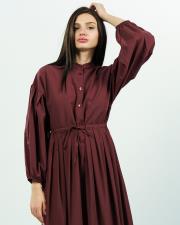 pile detaylı basic elbise bordo 2