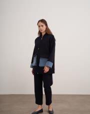 kapüşonlu denim detaylı takım lacivert 2