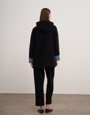 kapüşonlu denim detaylı takım siyah 4