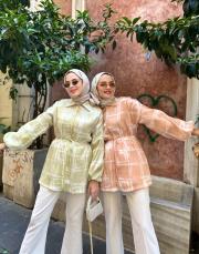 balon kol tunik yeşil