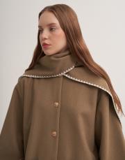 pelerinli kaşe ceket yağ yeşili