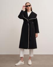 uzun çoban dikişli kaşe kaban siyah 2