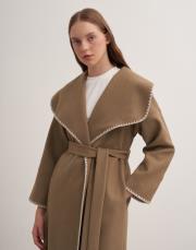 uzun çoban dikişli kaşe kaban yağ yeşili