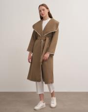 uzun çoban dikişli kaşe kaban yağ yeşili 2