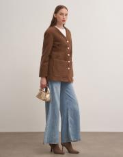 inci düğmeli köyün tüyü ceket kahverengi 3