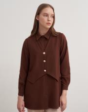 yelekli gömlek kahverengi