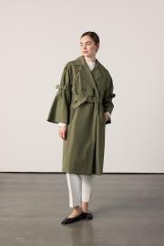 kol kemerli trençkot haki