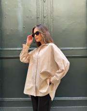 oversize gömlek bej 3