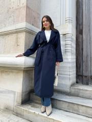 uzun trençkot lacivert