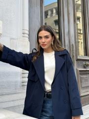 uzun trençkot lacivert 4