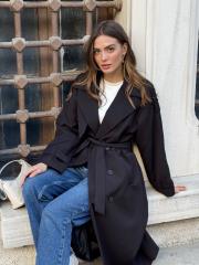 uzun trençkot siyah