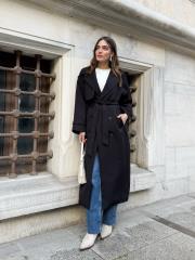 uzun trençkot siyah 2